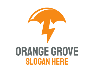 Orange Lightning Umbrella logo design