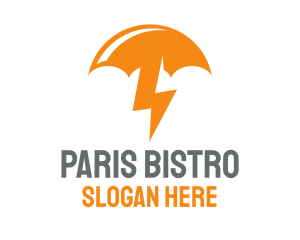 Orange Lightning Umbrella logo design