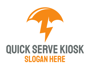 Orange Lightning Umbrella logo design