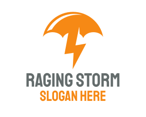 Orange Lightning Umbrella logo design