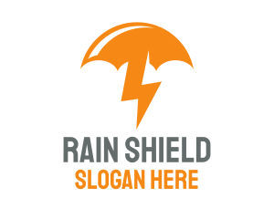 Umbrella - Orange Lightning Umbrella logo design