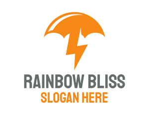 Orange Lightning Umbrella logo design