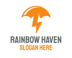 Orange Lightning Umbrella logo design