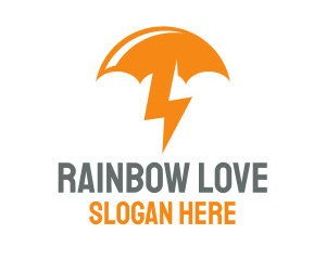 Orange Lightning Umbrella logo design