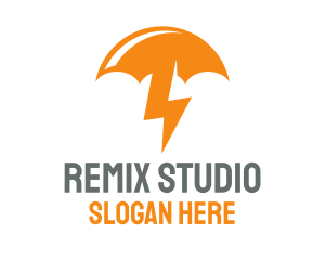 Orange Lightning Umbrella logo design