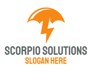 Orange Lightning Umbrella logo design