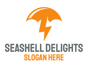 Orange Lightning Umbrella logo design