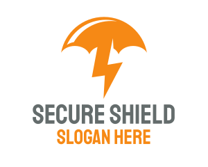 Antivirus - Orange Lightning Umbrella logo design