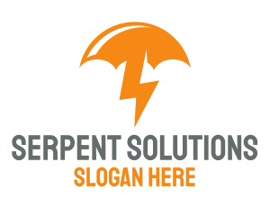 Orange Lightning Umbrella logo design