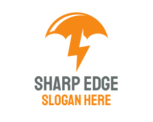 Orange Lightning Umbrella logo design