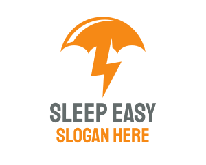 Orange Lightning Umbrella logo design