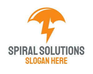 Orange Lightning Umbrella logo design