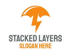 Orange Lightning Umbrella logo design