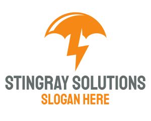 Orange Lightning Umbrella logo design