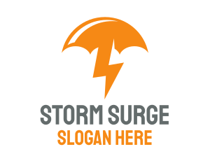 Thunderstorm - Orange Lightning Umbrella logo design