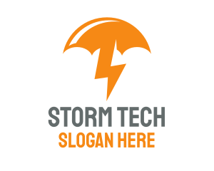 Storm - Orange Lightning Umbrella logo design