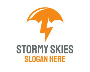 Orange Lightning Umbrella logo design