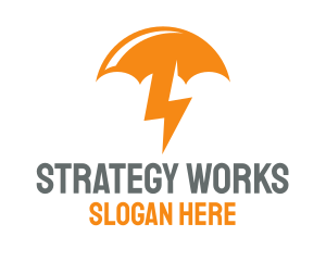 Orange Lightning Umbrella logo design