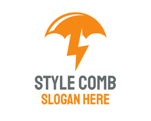 Orange Lightning Umbrella logo design