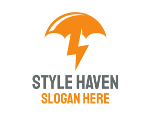 Orange Lightning Umbrella logo design