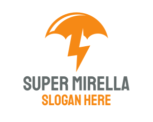 Orange Lightning Umbrella logo design