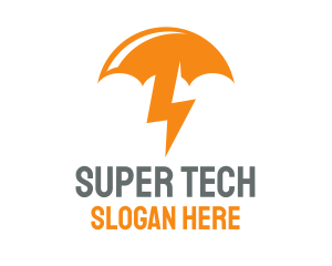 Orange Lightning Umbrella logo design