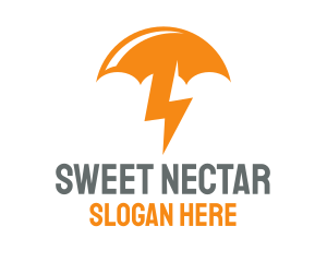 Orange Lightning Umbrella logo design