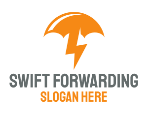 Orange Lightning Umbrella logo design