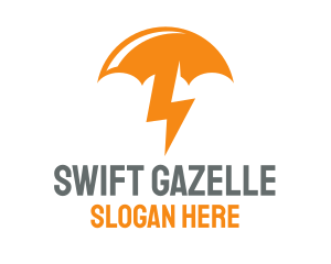 Orange Lightning Umbrella logo design