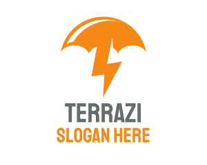 Orange Lightning Umbrella logo design