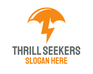 Orange Lightning Umbrella logo design