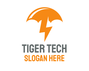 Orange Lightning Umbrella logo design