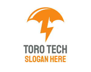 Orange Lightning Umbrella logo design