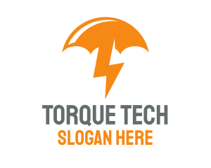 Orange Lightning Umbrella logo design