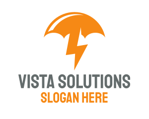 Orange Lightning Umbrella logo design