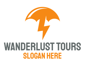 Orange Lightning Umbrella logo design