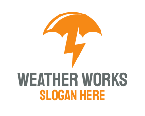 Orange Lightning Umbrella logo design