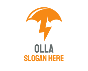 Orange Lightning Umbrella logo design