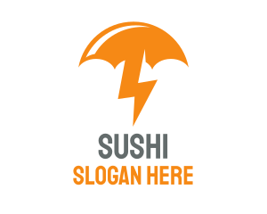 Orange Lightning Umbrella logo design