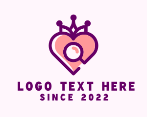 Dating Site - Crown Heart Magnifying Glass logo design