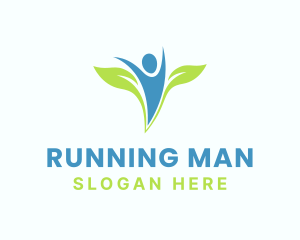 Vegetarian - Leaf Wings Healthy Man logo design