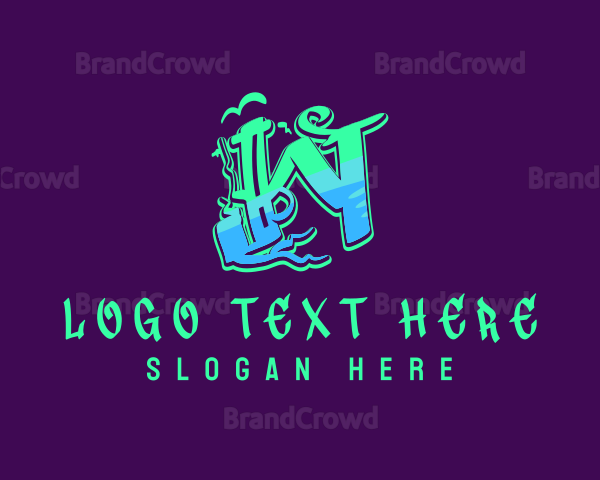 Neon Graffiti Art Letter W Logo