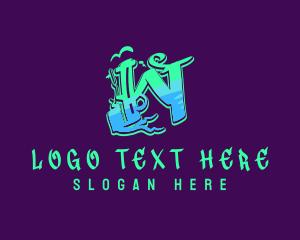 Rapper - Neon Graffiti Art Letter W logo design