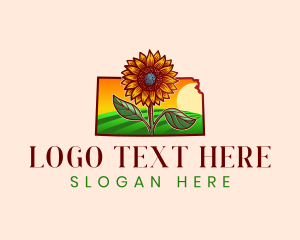 Map - Sunflower Farm Kansas logo design