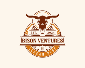 Horn Bull Skull logo design