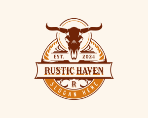 Horn Bull Skull logo design