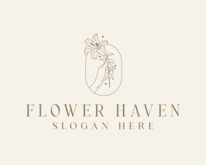 Wellness Flower Hand logo design