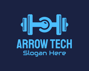 Gym Dumbbell Tech Circuit logo design