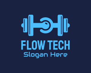 Gym Dumbbell Tech Circuit logo design