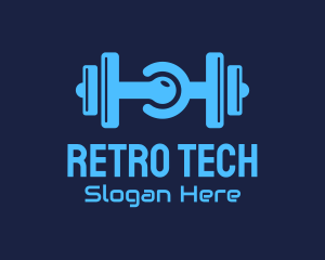 Gym Dumbbell Tech Circuit logo design